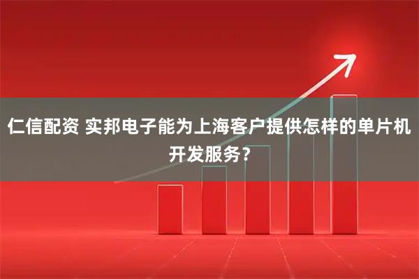 仁信配资 实邦电子能为上海客户提供怎样的单片机开发服务？
